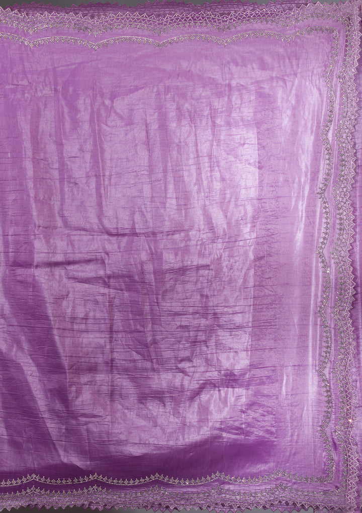Purple Stonework Tissue Saree