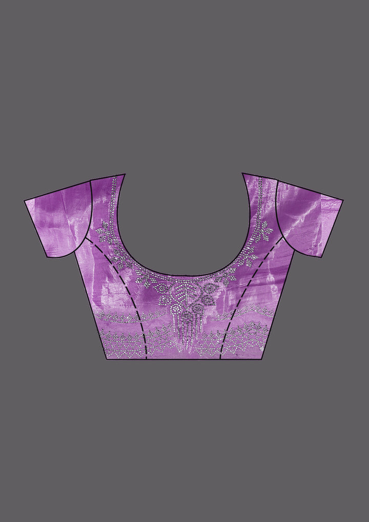 Purple Stonework Tissue Saree