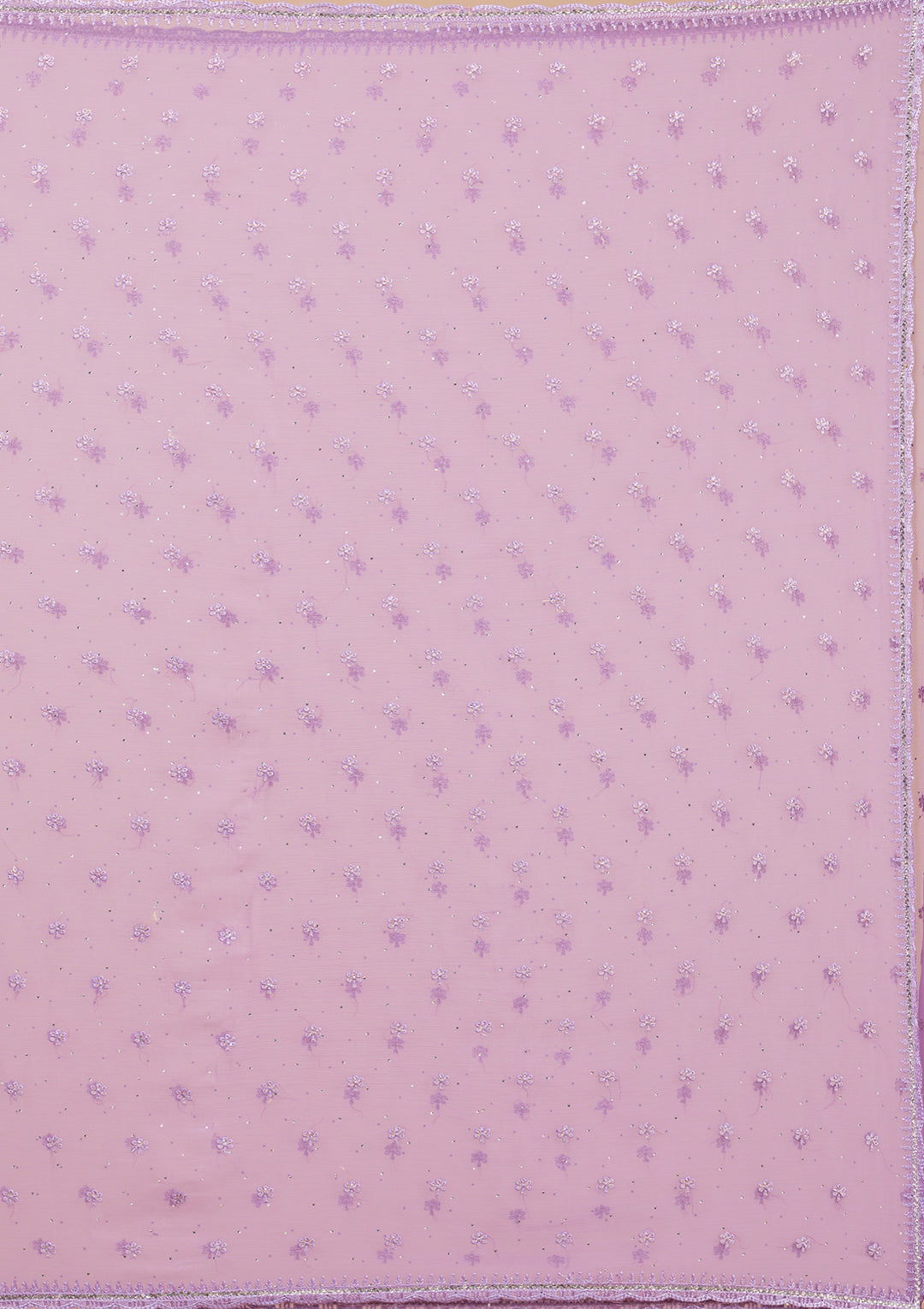 Purple Threadwork Chiffon Saree