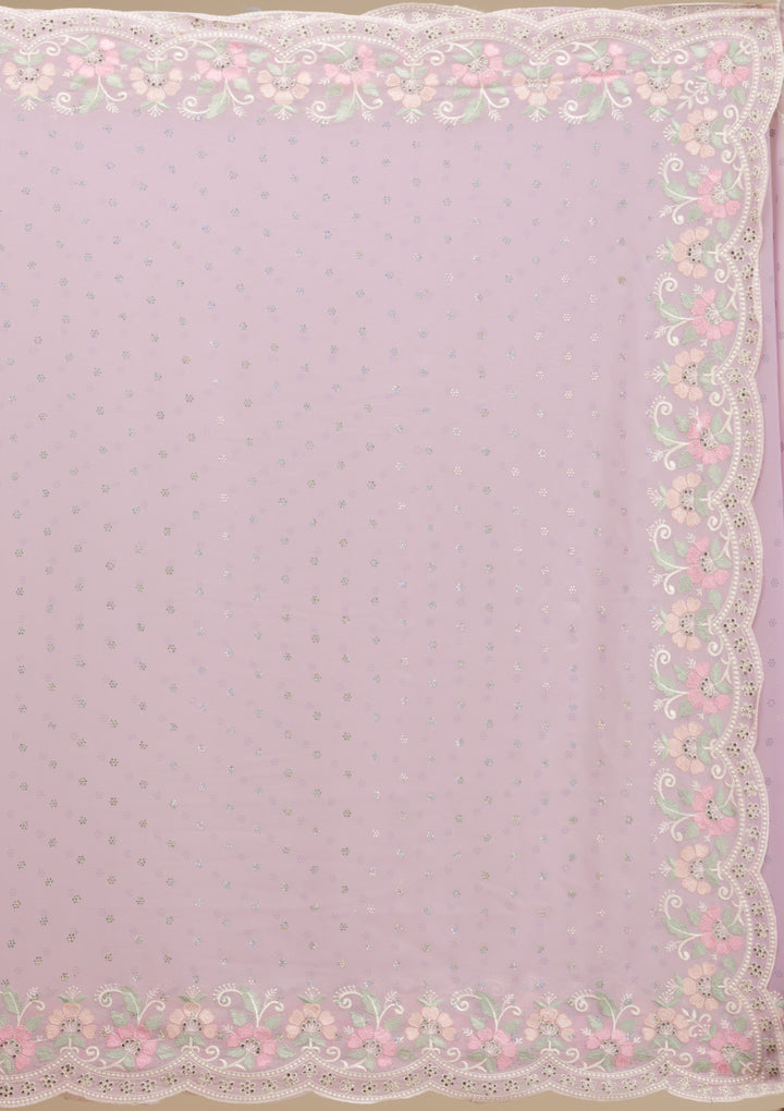 Lavender Threadwork Georgette Saree