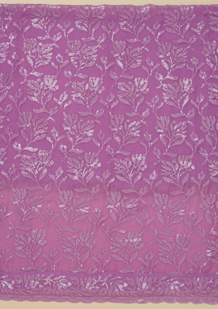 Purple Threadwork Organza Unstitched Salwar Suit
