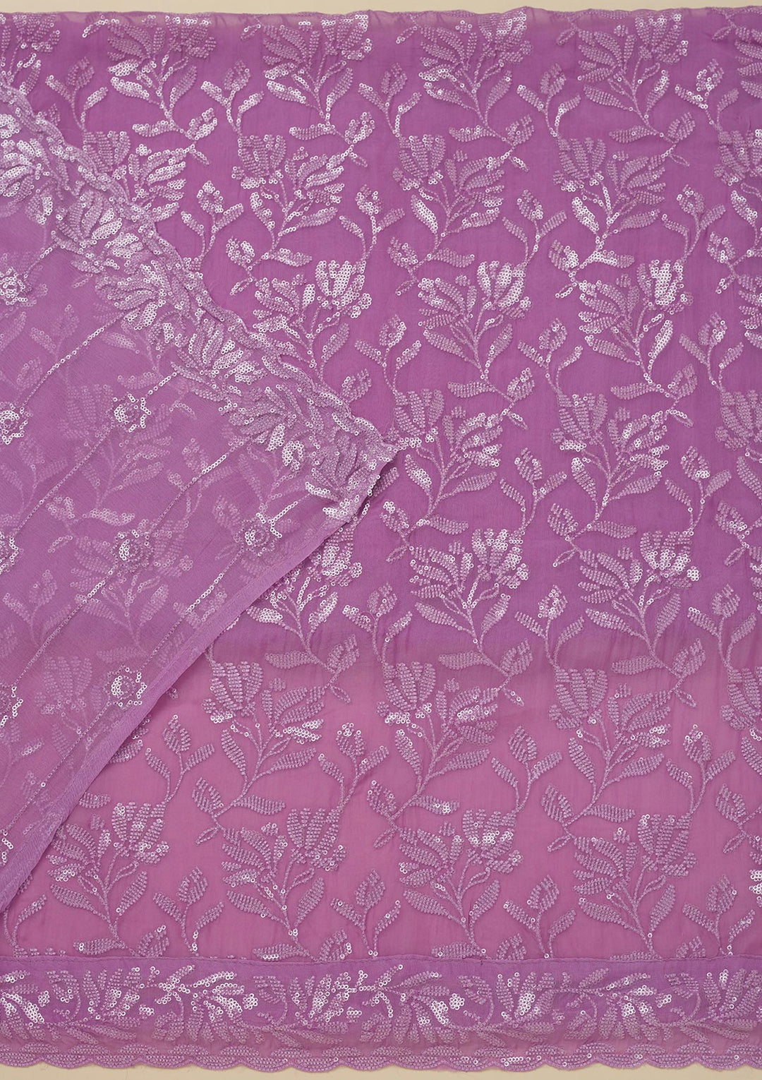 Purple Threadwork Organza Unstitched Salwar Suit