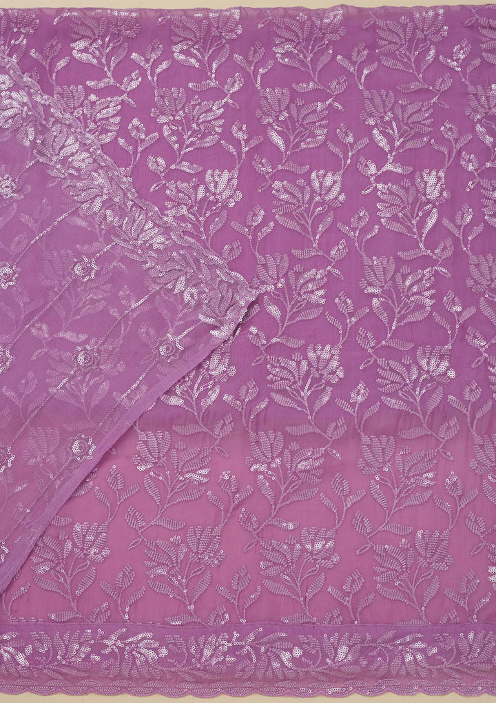 Purple Threadwork Organza Unstitched Salwar Suit