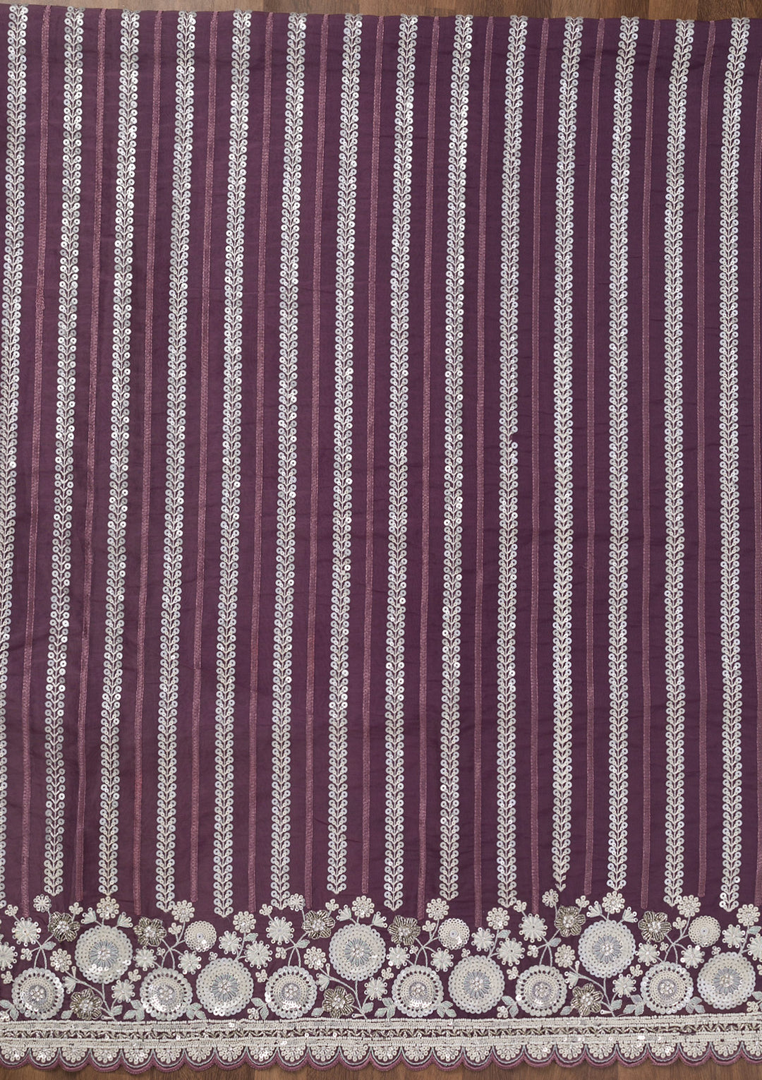 Purple Threadwork Tissue Unstitched Salwar Suit