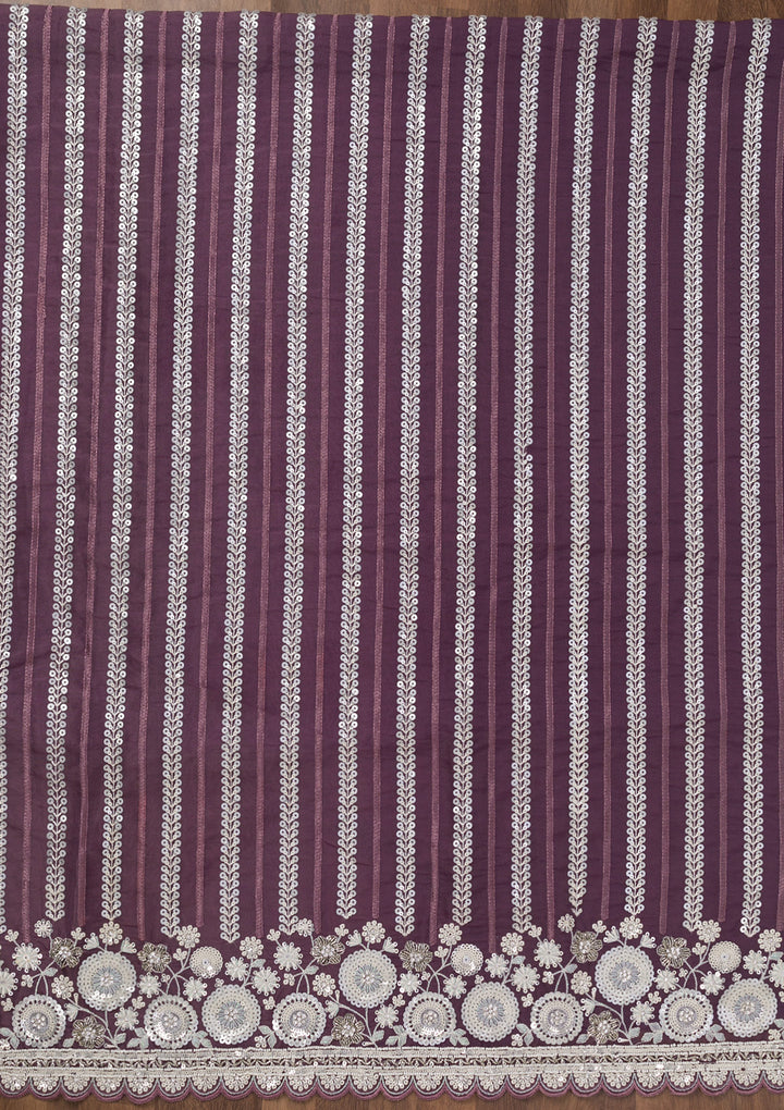 Purple Threadwork Tissue Unstitched Salwar Suit