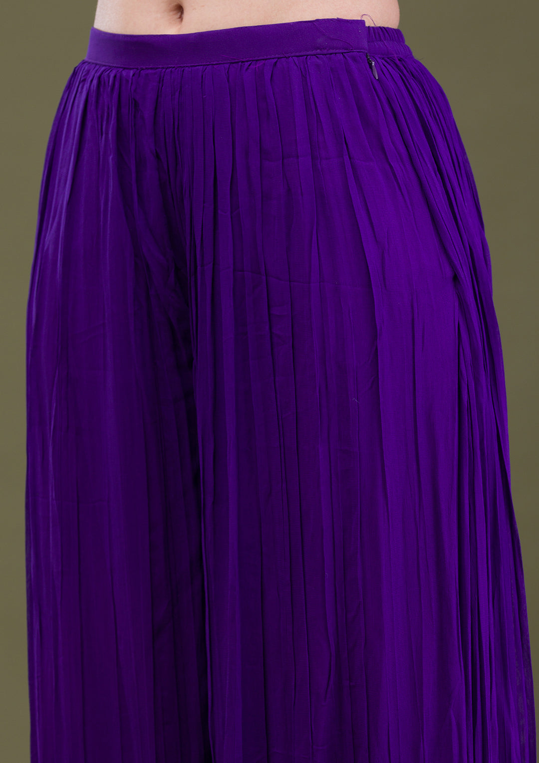 Purple Zariwork Art Silk Readymade Salwar Suit