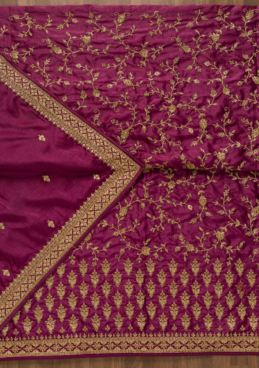 Purple Zariwork Art Silk Unstitched Salwar Suit