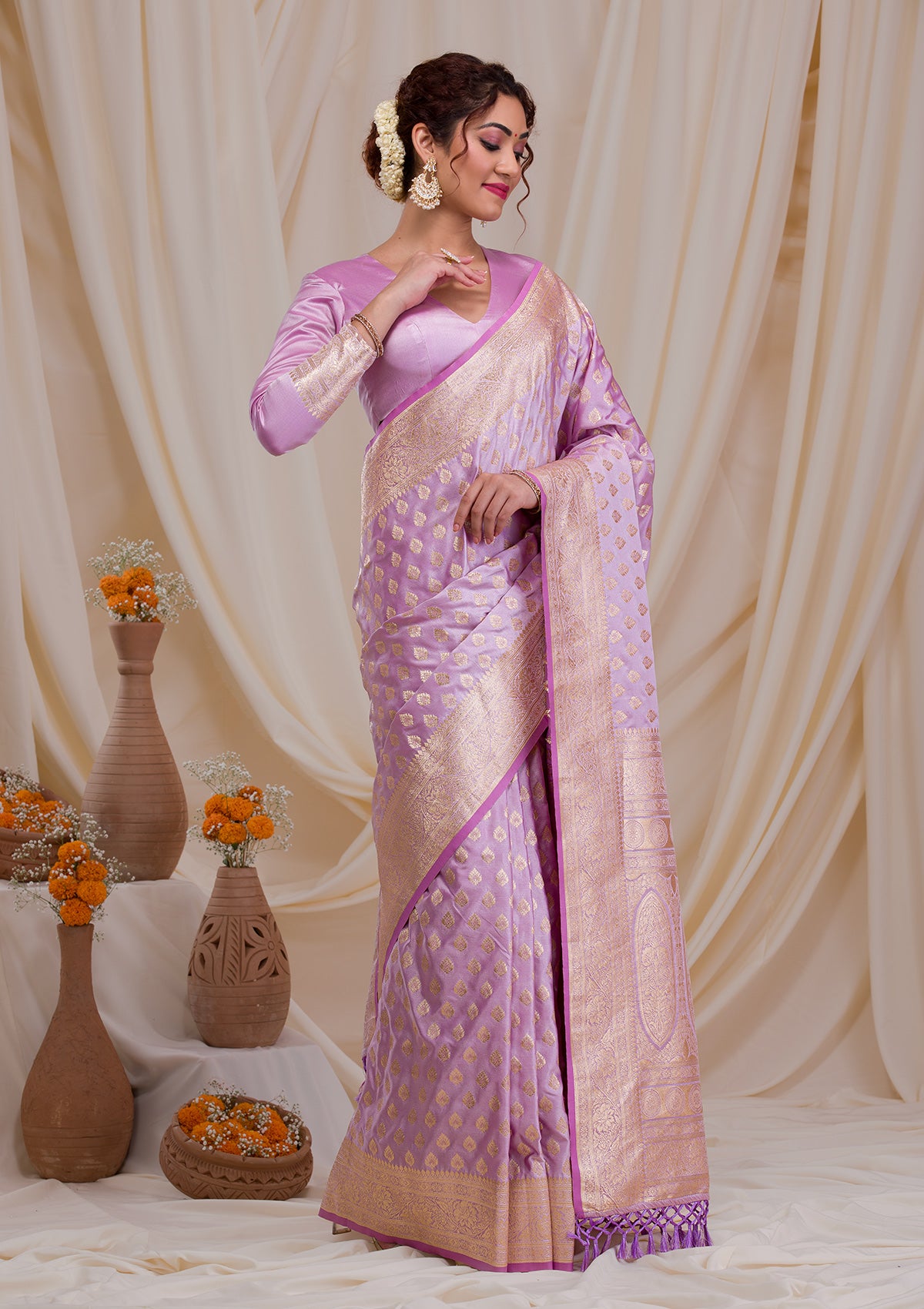 Purple Zariwork Silk Saree