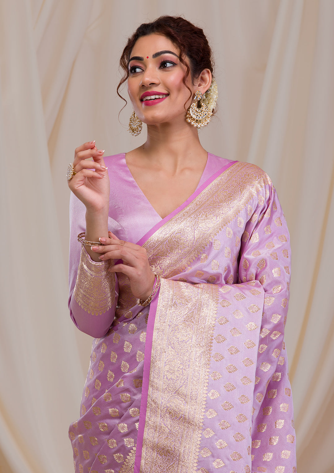 Purple Zariwork Banarasi Silk Saree