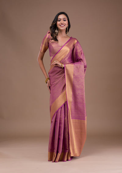 Purple Zariwork Banarasi Silk Saree