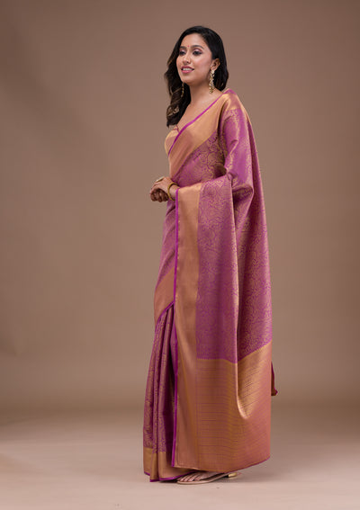 Purple Zariwork Banarasi Silk Saree