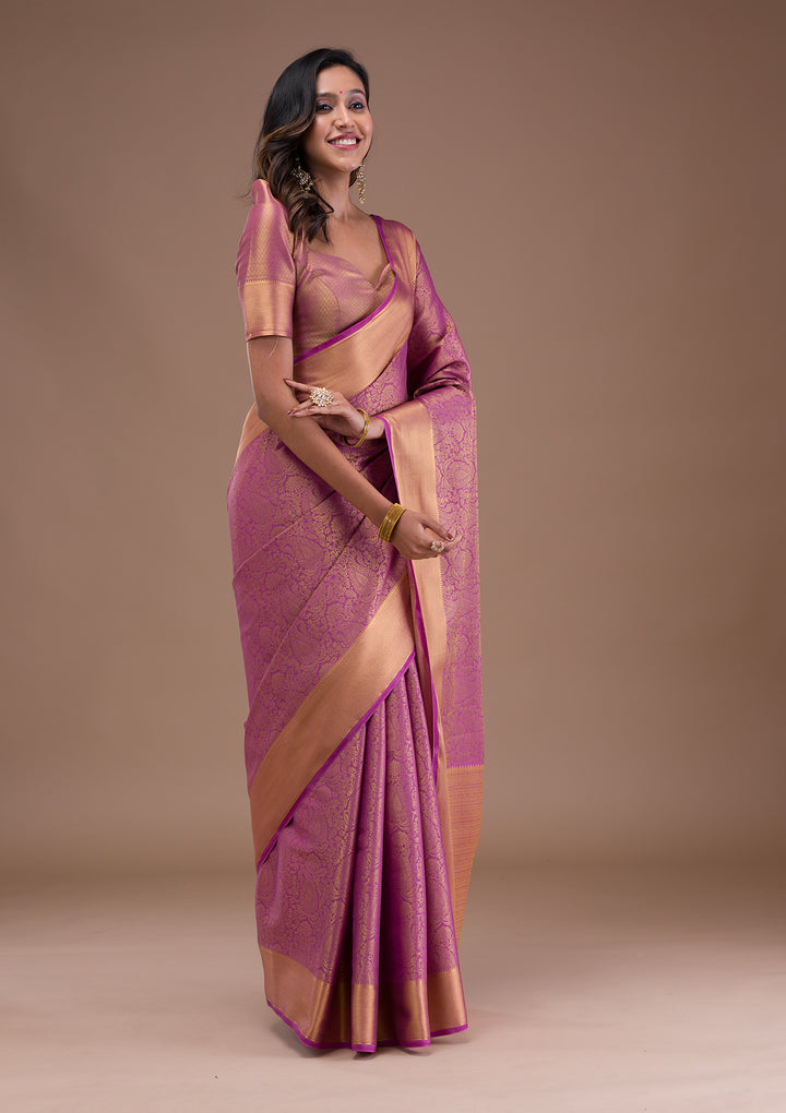 Purple Zariwork Banarasi Silk Saree