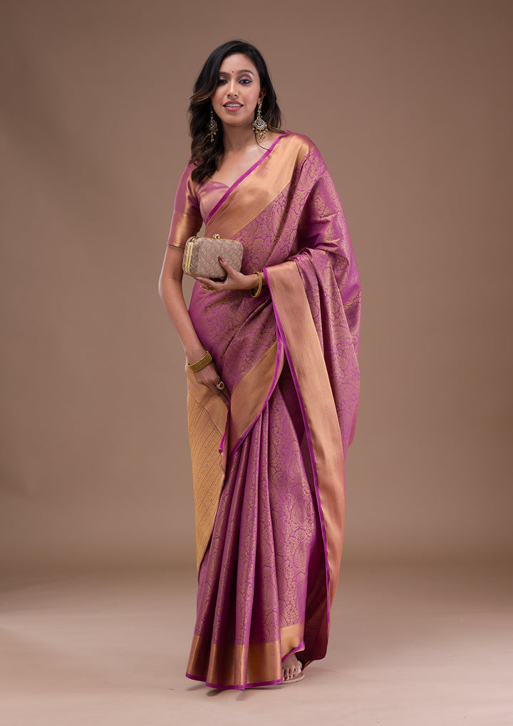 Purple Zariwork Banarasi Silk Saree
