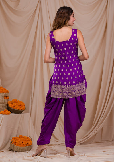 Purple Zariwork Banarasi Readymade Salwar Suit