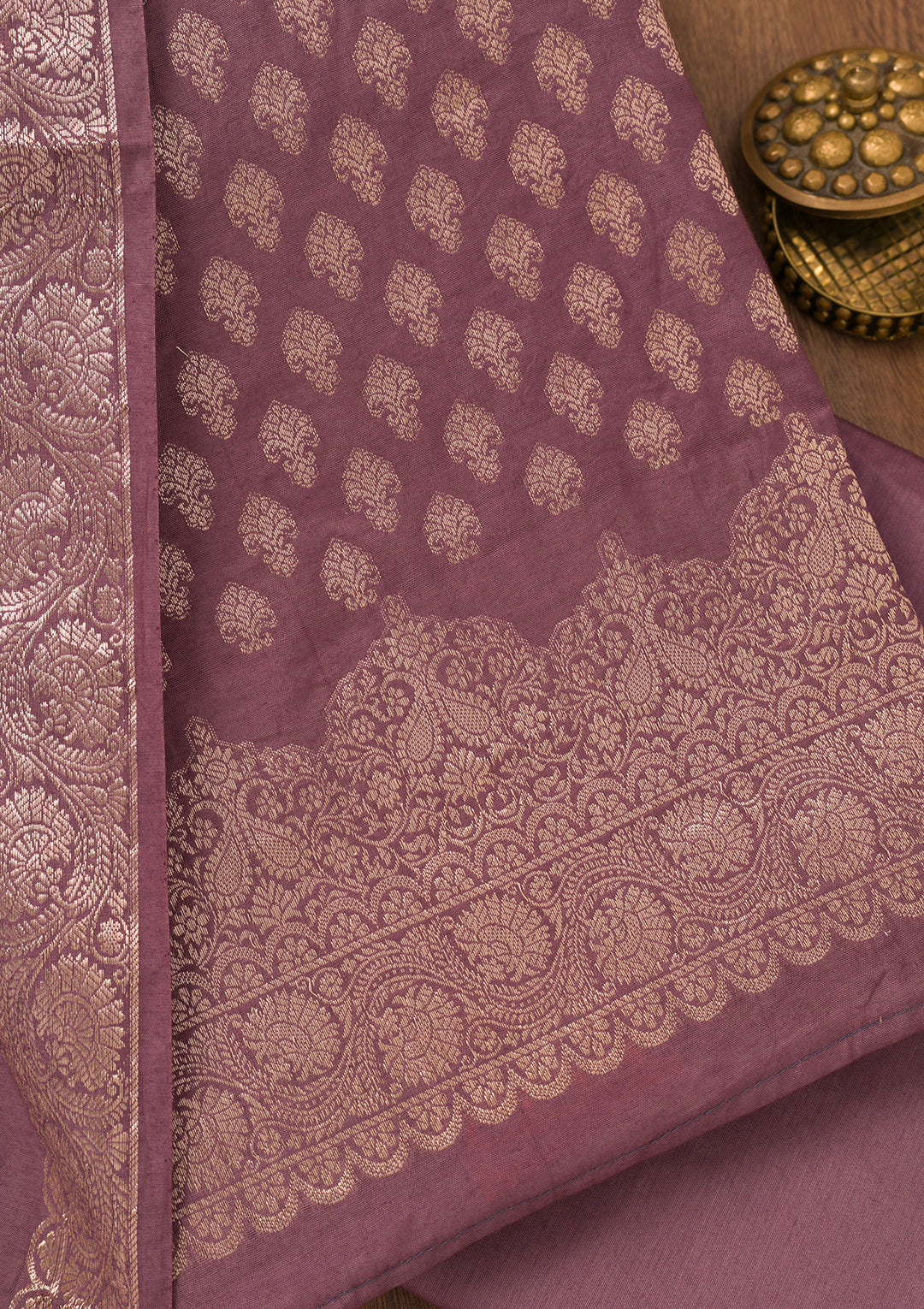 Purple Zariwork Banarasi Unstitched Salwar Suit