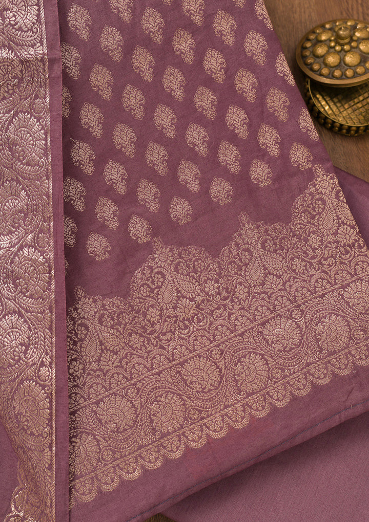 Purple Zariwork Banarasi Unstitched Salwar Suit