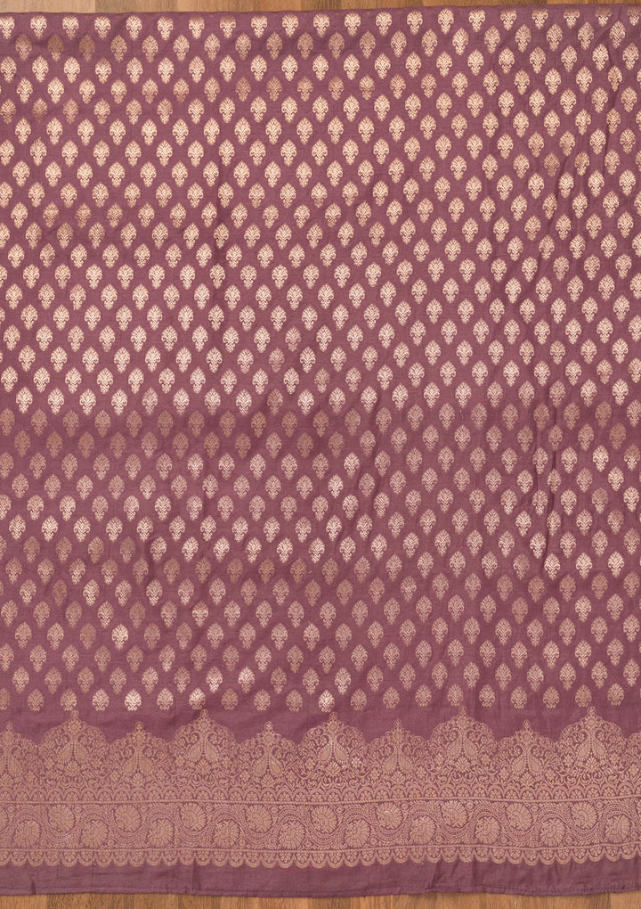 Purple Zariwork Banarasi Unstitched Salwar Suit