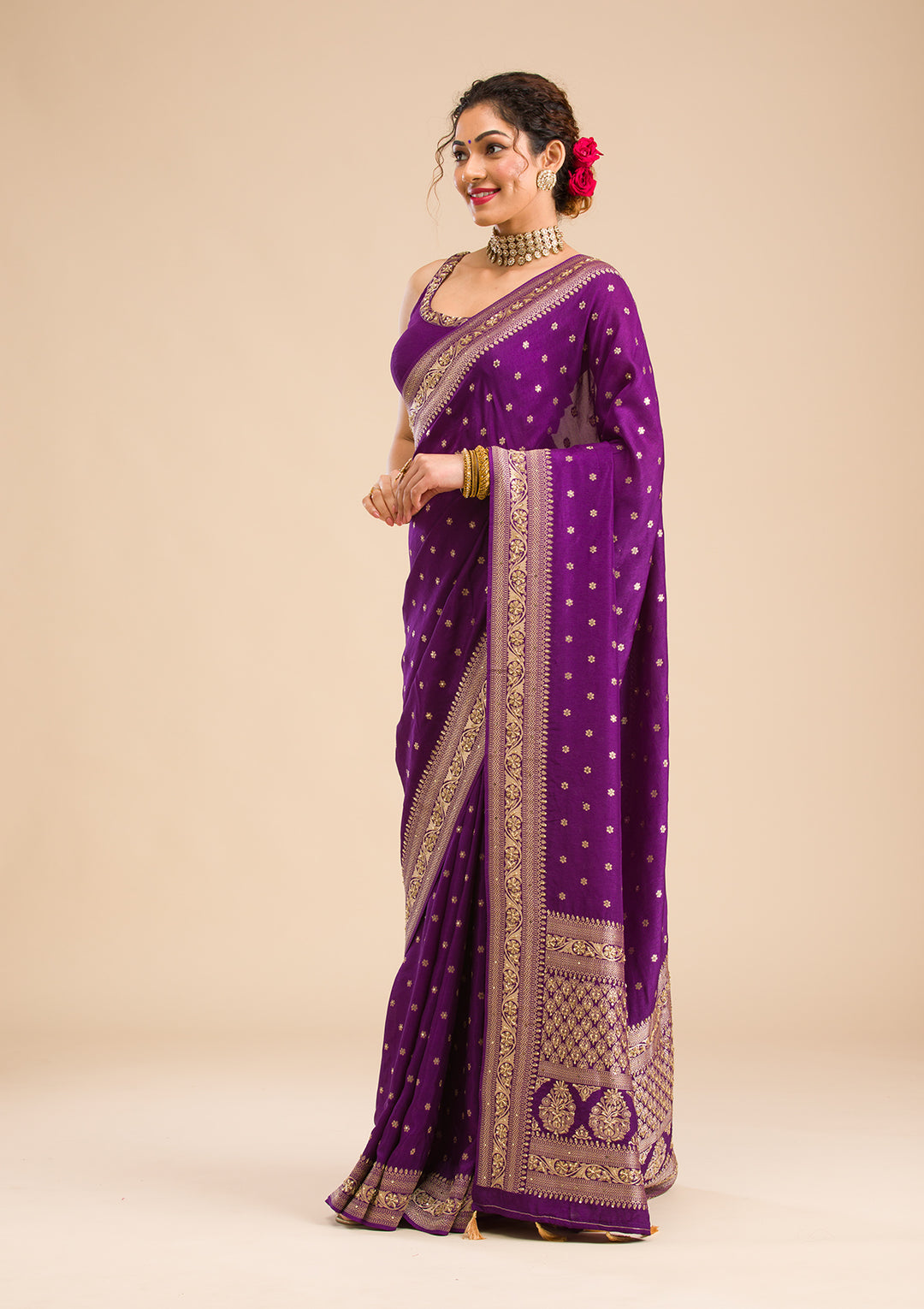 Purple Zariwork Banarasi Silk Saree