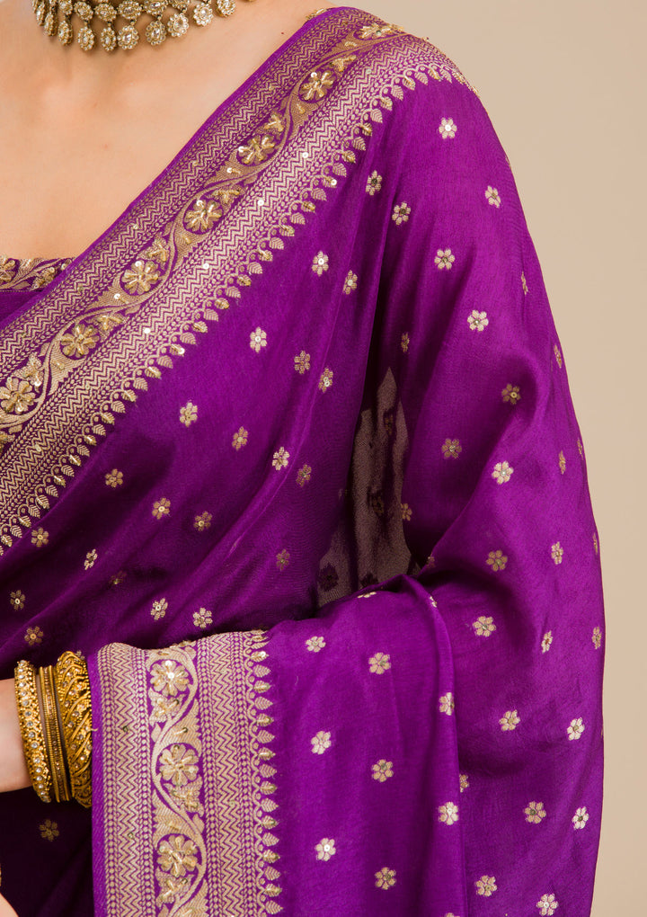 Purple Zariwork Banarasi Silk Saree