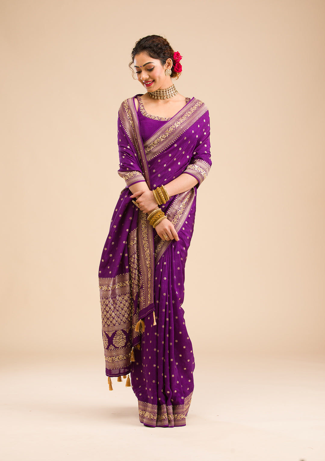 Purple Zariwork Banarasi Silk Saree