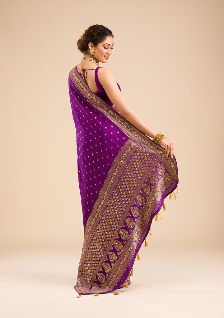 Purple Zariwork Banarasi Silk Saree
