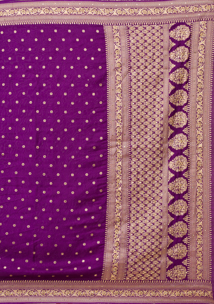 Purple Zariwork Banarasi Silk Saree
