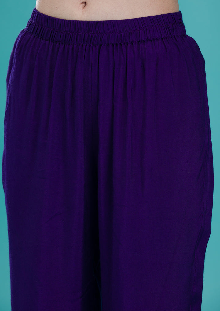 Purple Zariwork Crepe Readymade Salwar Suit
