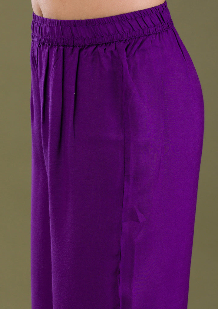 Purple Zariwork Crepe Readymade Salwar Suit