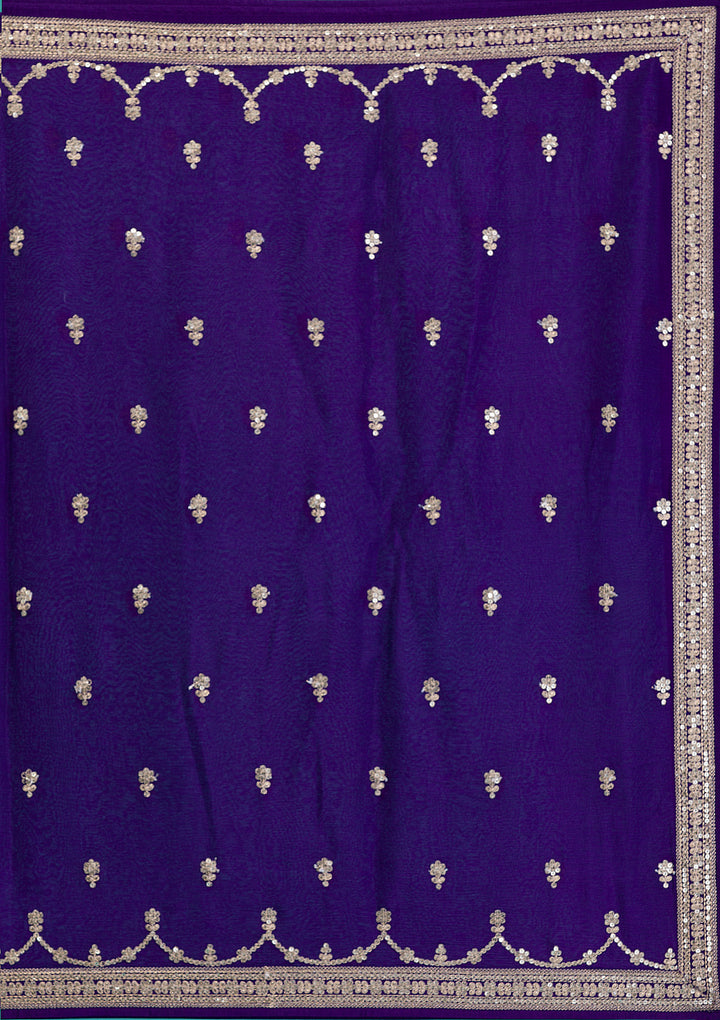 Purple Zariwork Crepe Readymade Salwar Suit
