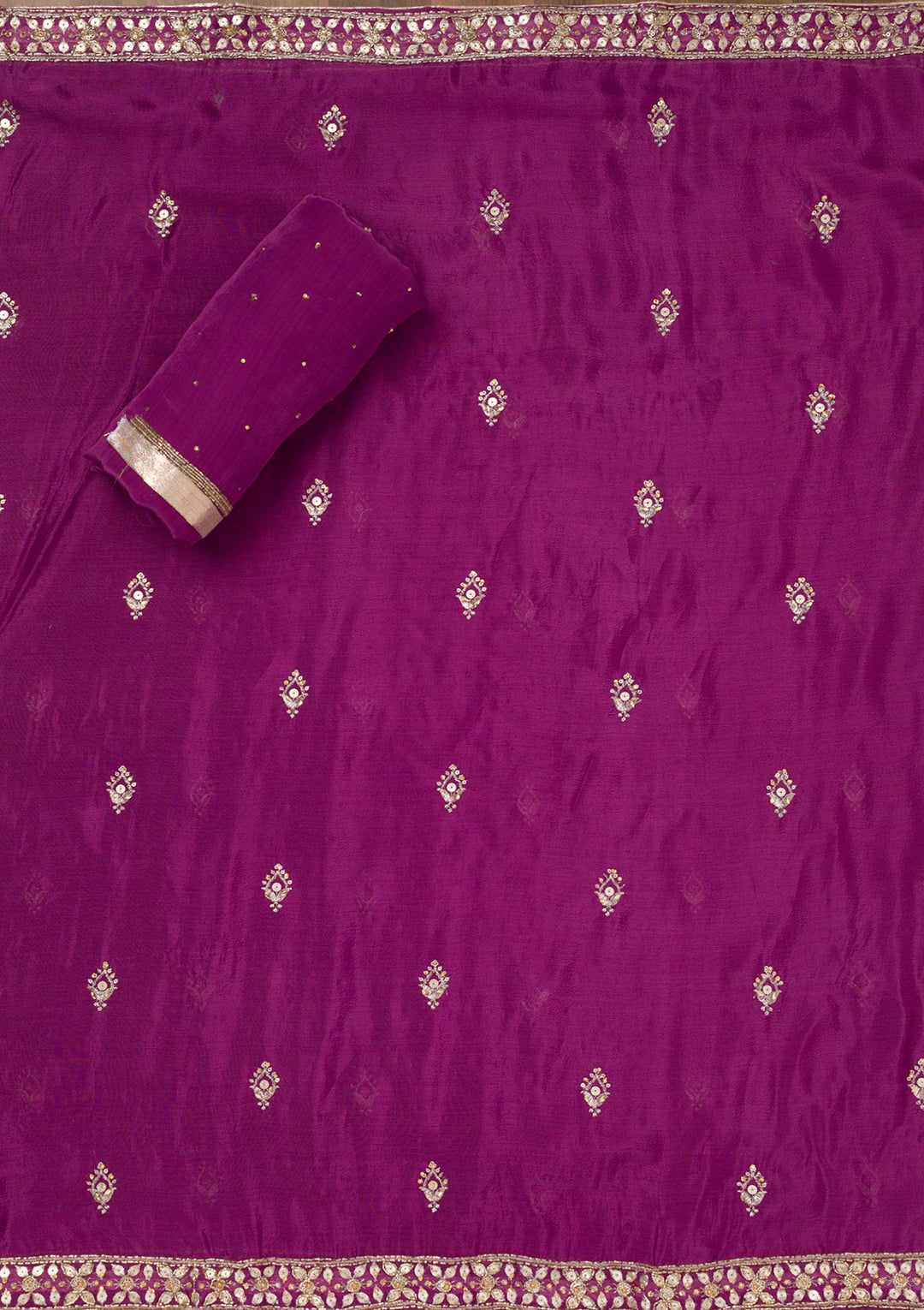 Purple Zariwork Crepe Unstitched Salwar Suit