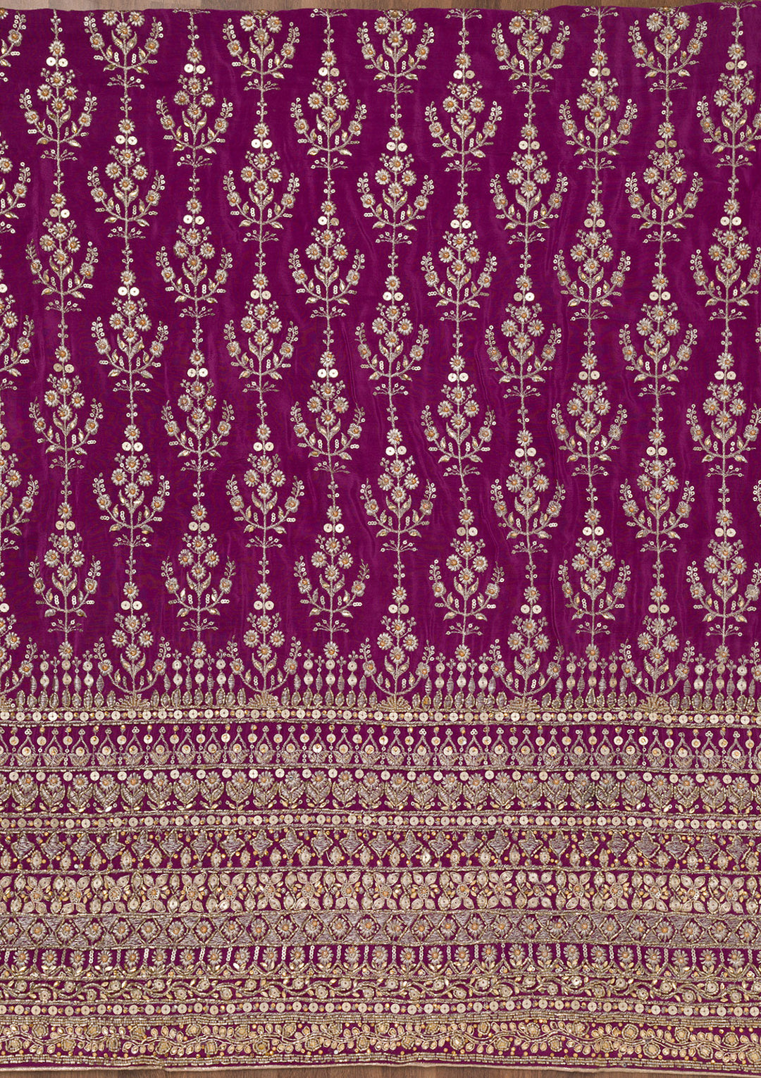 Purple Zariwork Crepe Unstitched Salwar Suit