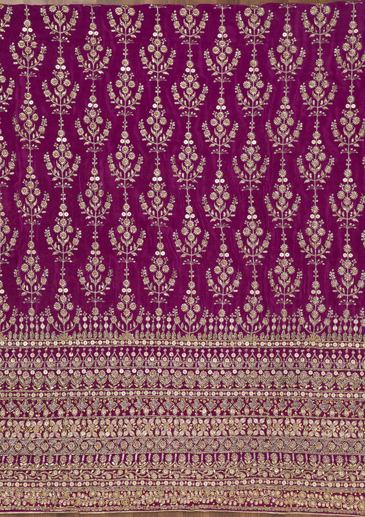 Purple Zariwork Crepe Unstitched Salwar Suit