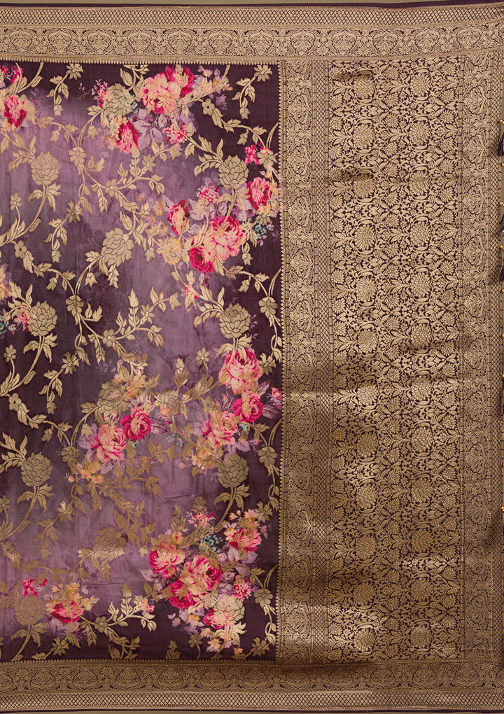 Purple Zariwork Georgette Saree