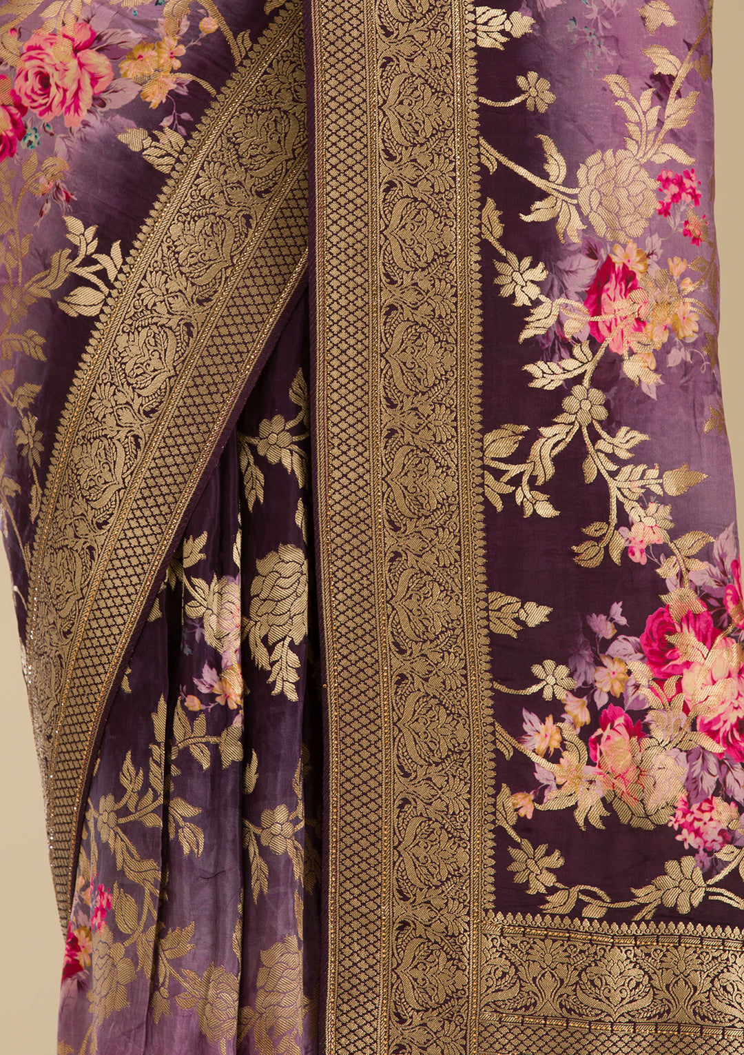 Purple Zariwork Georgette Saree