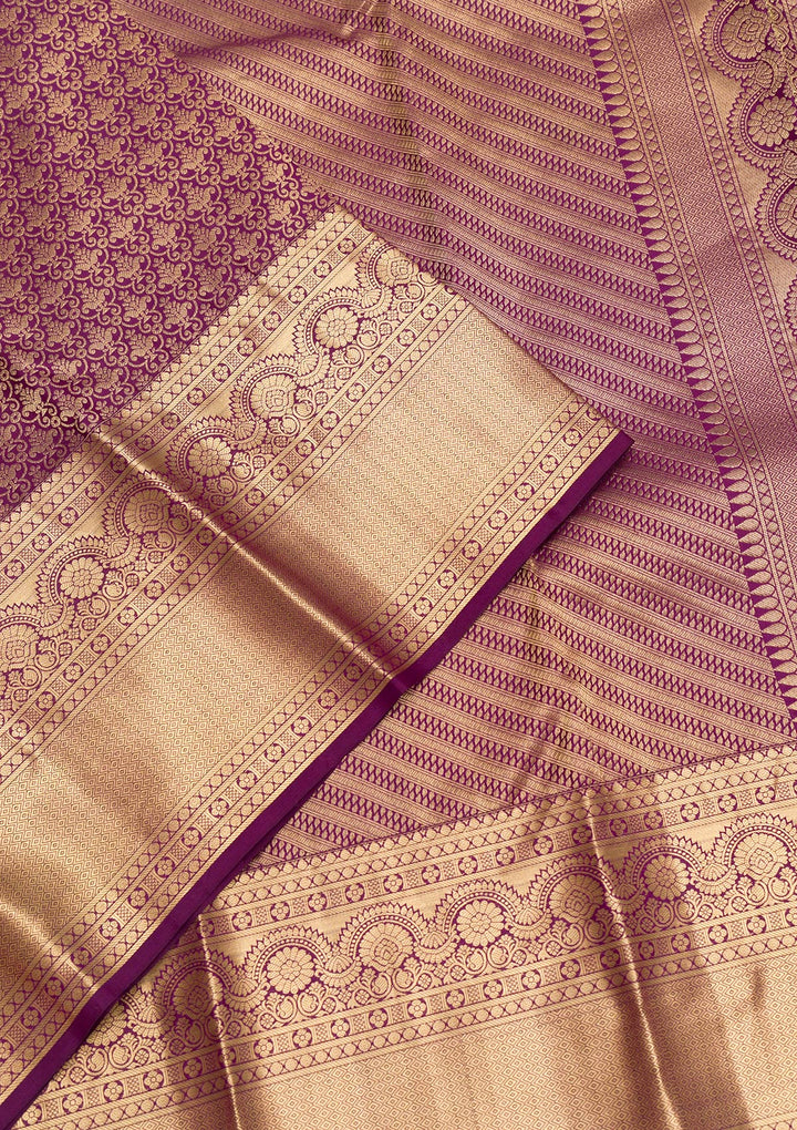Purple Zariwork Banarasi Pure Silk Saree