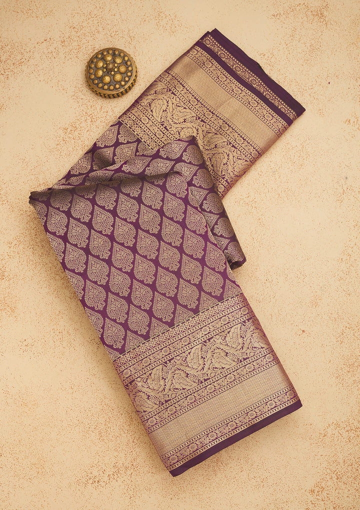 Purple Zariwork Pure Silk Saree