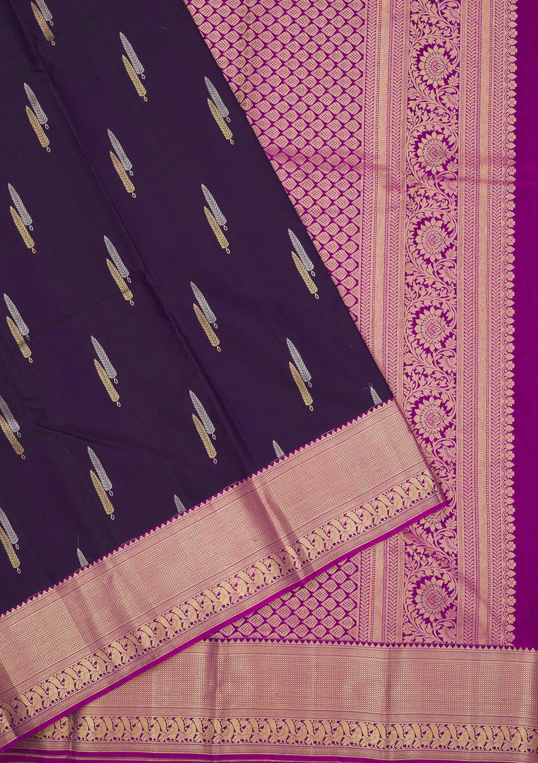 Purple Zariwork Pure Silk Saree
