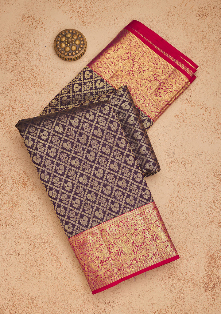 Purple Zariwork Pure Silk Saree
