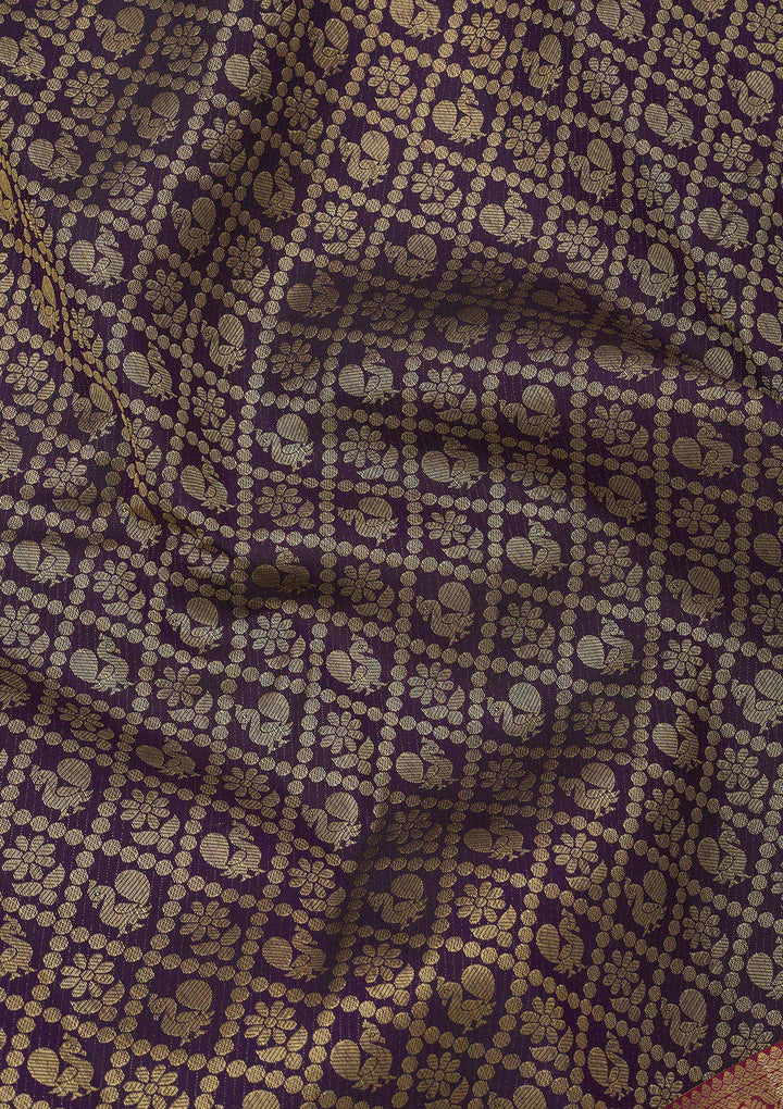 Purple Zariwork Pure Silk Saree