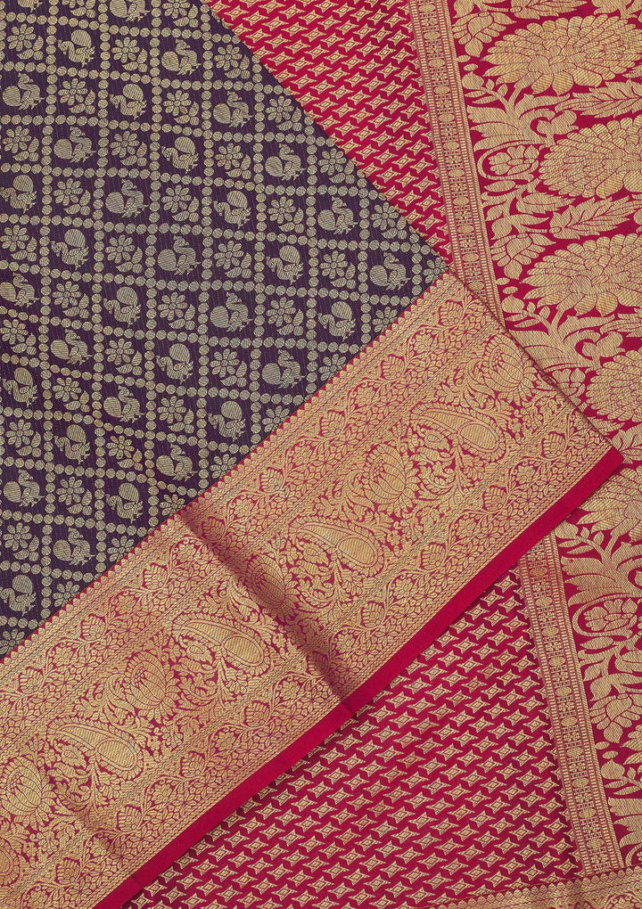Purple Zariwork Pure Silk Saree