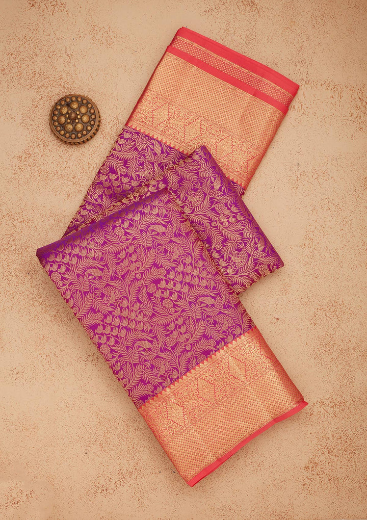 Purple Zariwork Pure Silk Saree