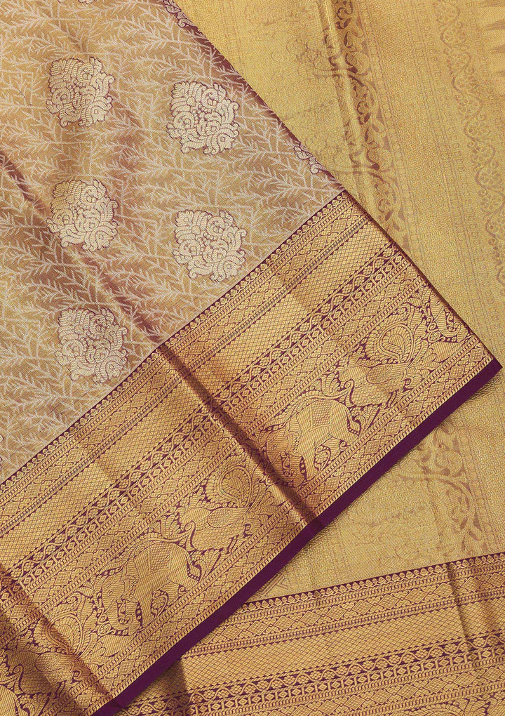 Purple Zariwork Pure Silk Saree