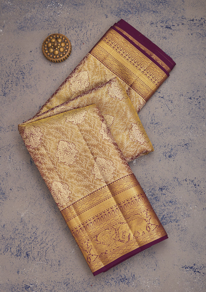 Purple Zariwork Pure Silk Saree