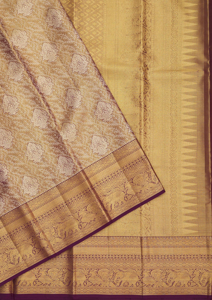Purple Zariwork Pure Silk Saree