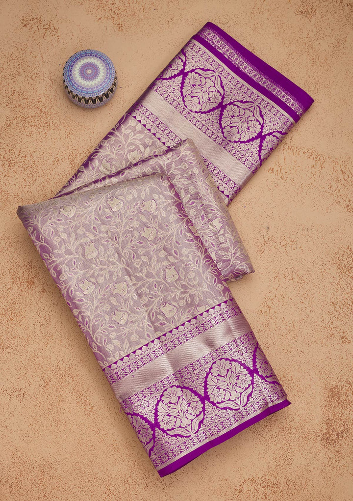 Purple Zariwork Pure Silk Saree
