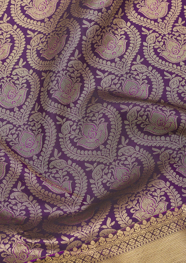 Purple Zariwork Pure Silk Saree