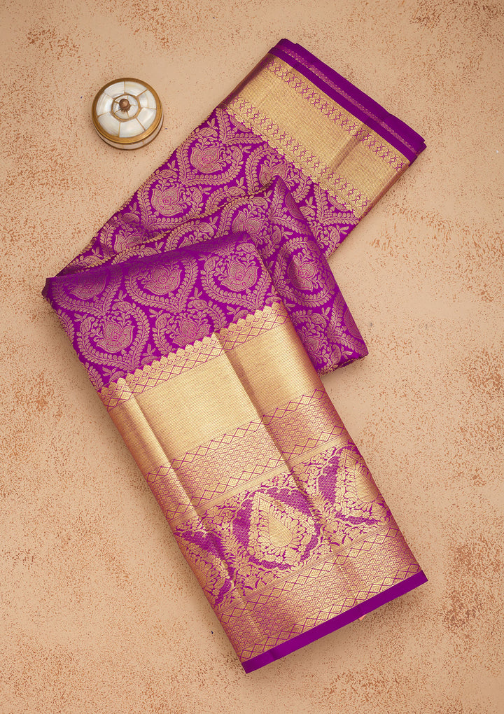 Purple Zariwork Pure Silk Saree