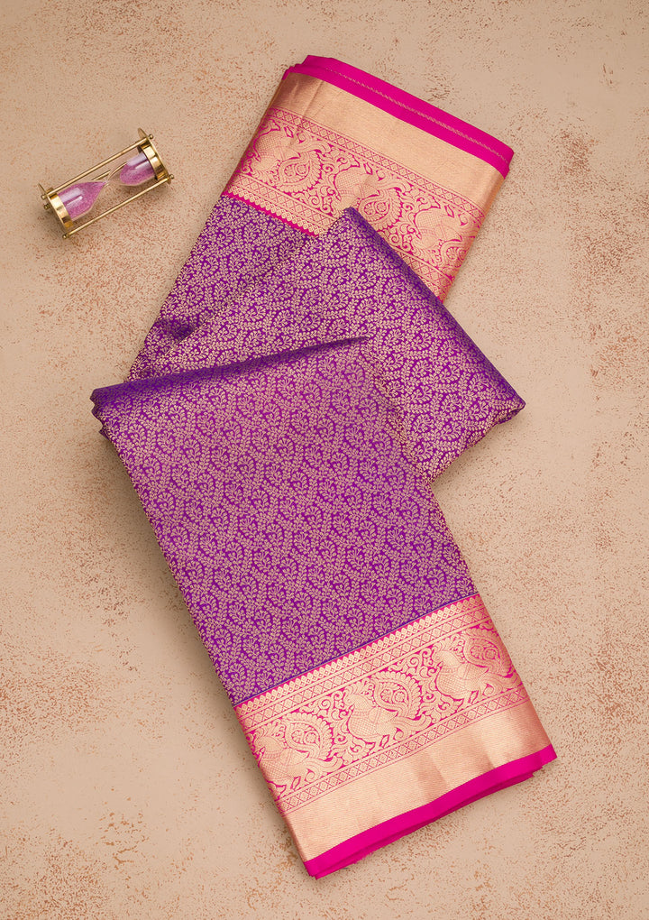 Purple Zariwork Banarasi Pure Silk Saree