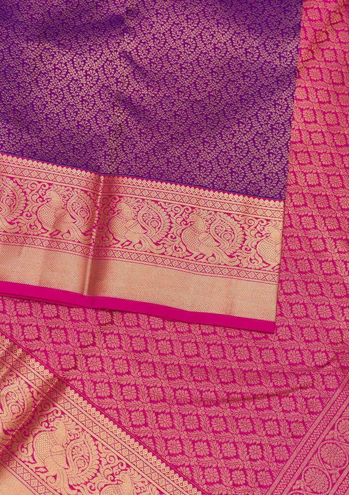 Purple Zariwork Banarasi Pure Silk Saree