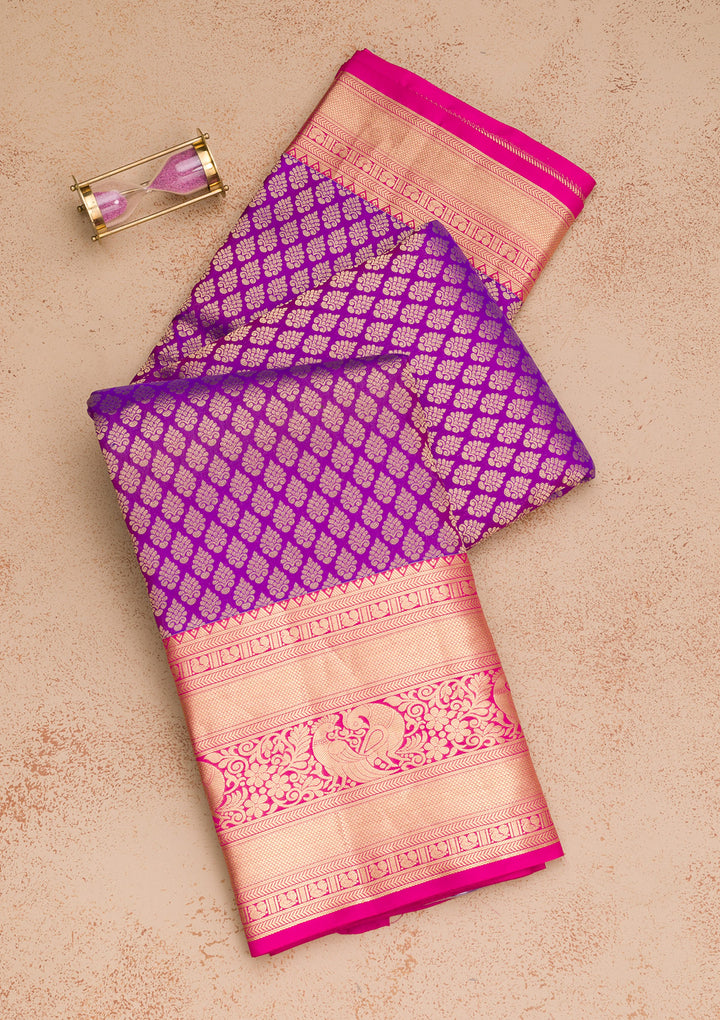 Purple Zariwork Pure Silk Saree